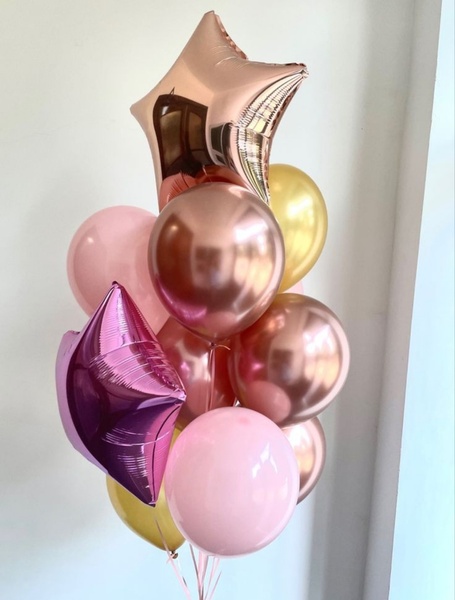 Сет гелієвих кульок "Зірка рожеве золото" buket - 0118 фото